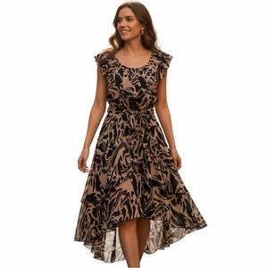 Pinky Artistic Y2K Black and Tan High Low Dress-Size M